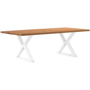 vidaXL Eettafel met natuurlijke rand 220x100x74cm eikenhout lichtbruin