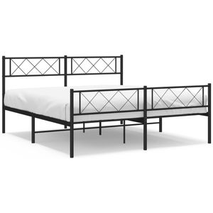 vidaXL Bedframe met hoofd- en voeteneinde metaal zwart 140x190 cm