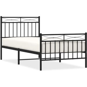 vidaXL Bedframe met hoofd- en voeteneinde metaal zwart 90x190 cm