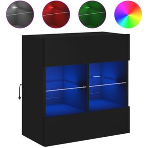 vidaXL Tv-wandmeubel met LED-verlichting 58,5x30x60,5 cm zwart