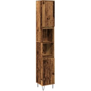 vidaXL Badkamerkast 30x30x190 cm bewerkt hout oud houtkleurig