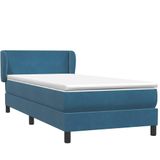 vidaXL Boxspring met matras fluweel donkerblauw 100x210 cm