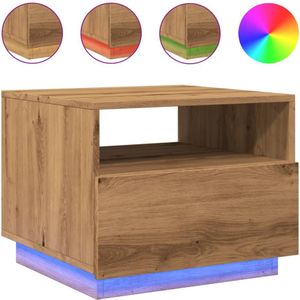 vidaXL Salontafel met LED-verlichting 50x49x40 cm artisan eikenkleurig