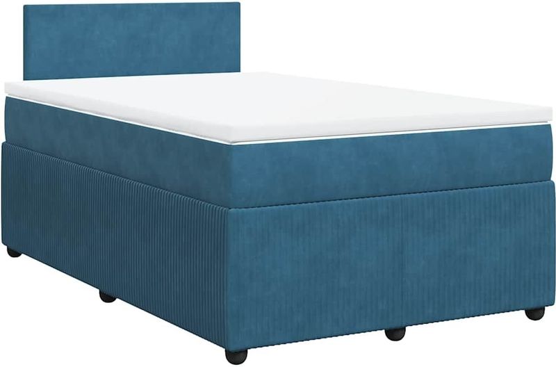 vidaXL Boxspring met matras fluweel blauw 120x190 cm