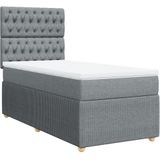 vidaXL Boxspring met matras stof lichtgrijs 90x190 cm