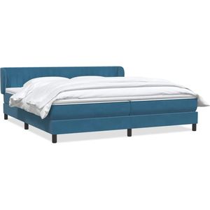 vidaXL Boxspring met matrassen fluweel donkerblauw 180x210 cm