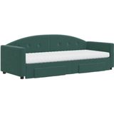 vidaXL Slaapbank onderschuifbed en lades 80x200 cm fluweel donkergroen