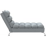 vidaXL Chaise longue met kussens stof lichtgrijs