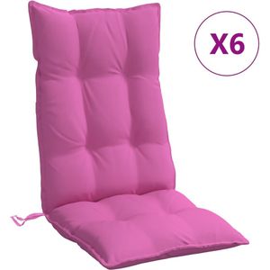 vidaXL Stoelkussens 6 st hoge rug oxford stof roze