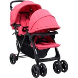 vidaXL Tweelingkinderwagen tandem staal rood