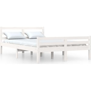 VidaXL Bedframe Massief Hout Wit 140x200 cm