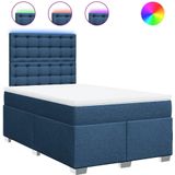 vidaXL Boxspring met matras stof blauw 120x200 cm