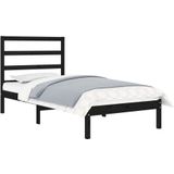 VidaXL Bedframe Massief Hout Zwart 75x190 cm - 2FT6 Small Single