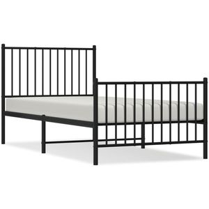 VidaXL Bedframe Metaal Zwart 90x190 cm - Hoofd- en Voeteneinde