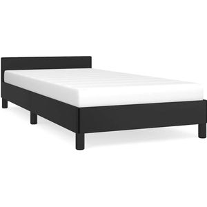 vidaXL Bedframe - Zwart - Kunstleer - Hoofdeinde