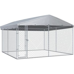 vidaXL Hondenkennel voor buiten met dak 382x382x225 cm