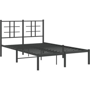 vidaXL Bedframe met hoofdbord metaal zwart 120x200 cm