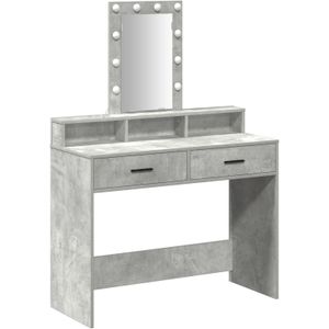 vidaXL Make-uptafel met LED-verlichting in Betongrijs 100x41x140 cm