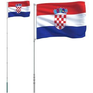 vidaXL Vlag met vlaggenmast Kroatië 5,55 m aluminium