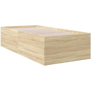 vidaXL Bedframe bewerkt hout sonoma eikenkleurig 90x200 cm