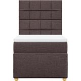 vidaXL Boxspring met matras stof donkerbruin 90x200 cm