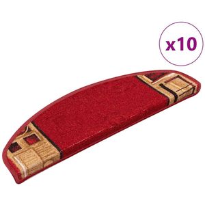 vidaXL Trapmatten - Rood - 100% Getuft Polyamide - Zelfklevend 10 st