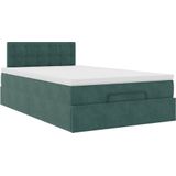 vidaXL Bed poef met matras 120x190 cm fluweel donkergroen