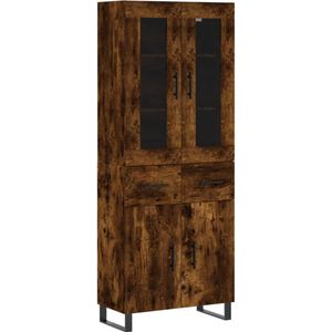 vidaXL Hoge kast 69,5x34x180 cm bewerkt hout gerookt eikenkleurig