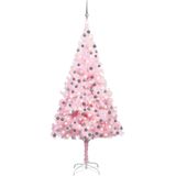 vidaXL Kunstkerstboom met verlichting en kerstballen 210 cm PVC roze