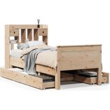 vidaXL Bed met boekenkast zonder matras massief grenenhout 100x200 cm