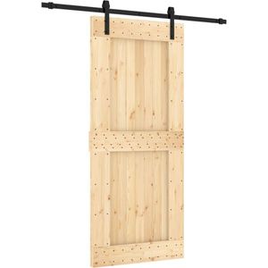 vidaXL Schuifdeur met beslag 90x210 cm massief grenenhout