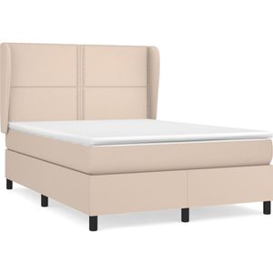 vidaXL Boxspring met matras kunstleer cappuccinokleurig 140x200 cm