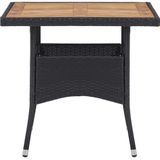 vidaXL 5-delige Tuinset poly rattan en massief acaciahout zwart