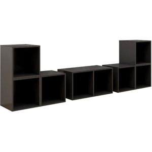 vidaXL 6-delige Tv-meubelset bewerkt hout hoogglans grijs
