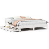 vidaXL Bedframe zonder matras massief grenenhout wit 180x200 cm