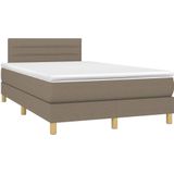 vidaXL Boxspring met matras stof taupe 120x190 cm