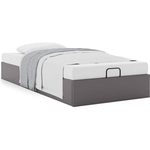 vidaXL Bedframe zonder matras 100x200 cm kunstleer grijs