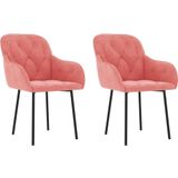 vidaXL Eetkamerstoelen 2 st fluweel roze