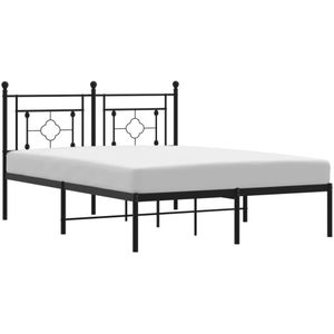 vidaXL Bedframe met hoofdbord metaal zwart 140x200 cm