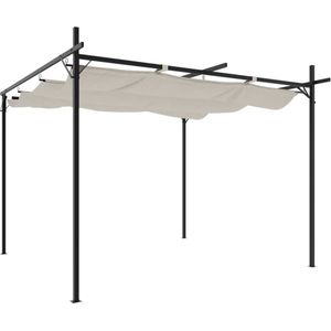 vidaXL Pergola met uitschuifbaar dak 295x292x230 crèmekleurig