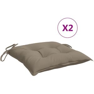 vidaXL Stoelkussens 2 st 40x40x7 cm oxford stof taupe