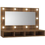 vidaXL Spiegelkast met LED-verlichting 90x31,5x62 cm bruineikenkleurig