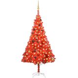 vidaXL Kunstkerstboom met verlichting en kerstballen 180 cm PVC rood