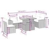vidaXL - 7-delige - Loungeset - met - kussens - poly - rattan - beige