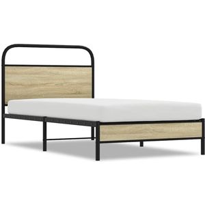 vidaXL Bedframe zonder matras bewerkt hout sonoma eikenkleur 90x200 cm