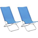 vidaXL Strandstoelen 2 st inklapbaar stof blauw