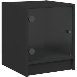 vidaXL Bijzetkast met glazen deuren 35x37x42 cm zwart