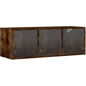 vidaXL Wandkast met glazen deuren 102x37x35 cm gerookt eikenkleurig