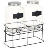 vidaXL-Drankdispensers-2-st-met-standaard-2-x-4-L-glas