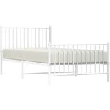 vidaXL Bedframe met hoofd- en voeteneinde metaal wit 100x200 cm